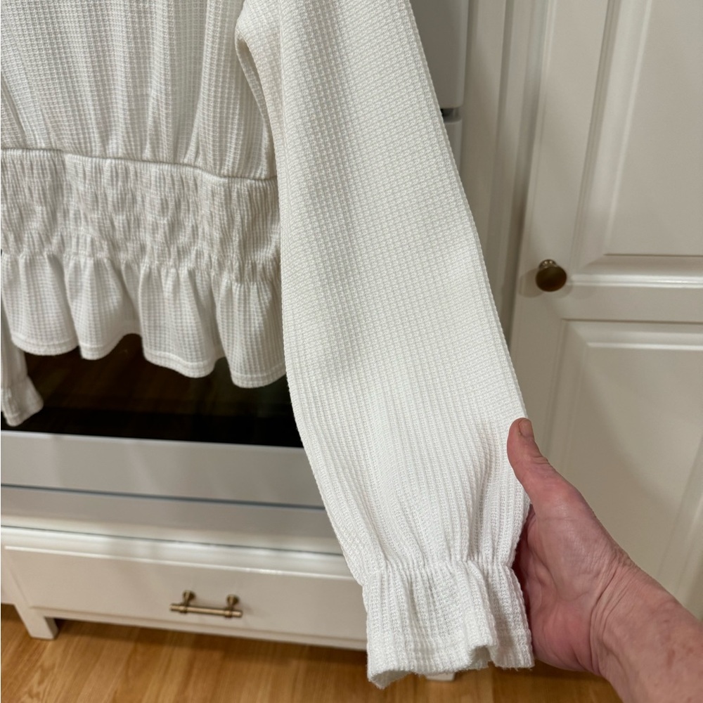 Paper Crane Thermal Waffle White Top - Picture 8 of 10